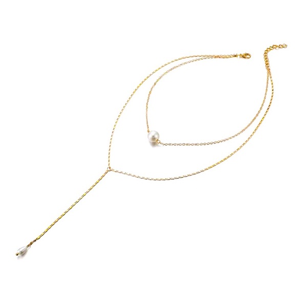 ⚜️[𝟯/$𝟭𝟴]⚜️2 Layered Gold Pearl Drop Choker NEW - Picture 5 of 7